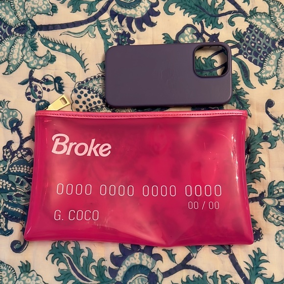 Pink "Broke" Credit Card Design Pouch - Picture 3 of 3
